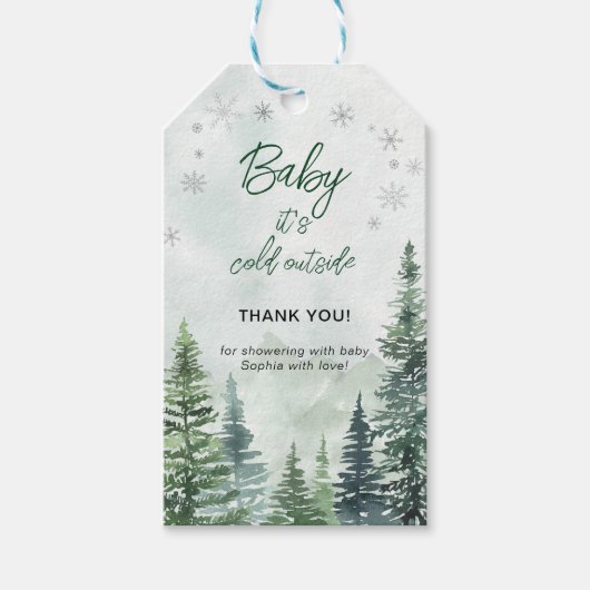 Baby it's Cold Outside Baby Shower Thank You Cadeaulabel (Voorkant)