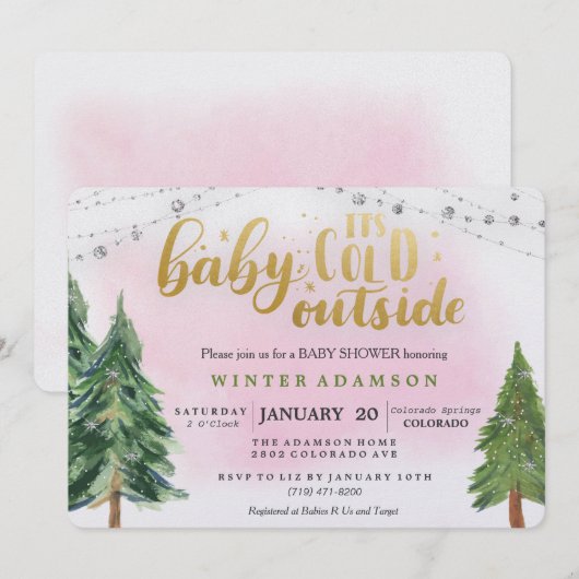 Baby It's Cold Outside Baby Shower Uitnodiging (Voorkant / Achterkant)