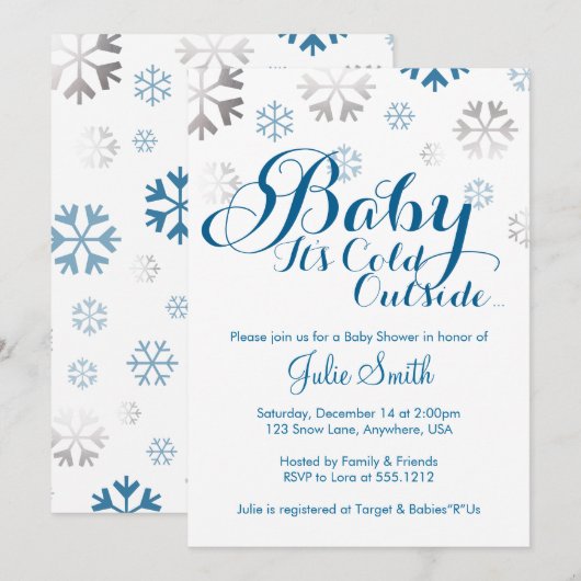 Baby It's Cold Outside Baby Shower Uitnodiging (Voorkant / Achterkant)