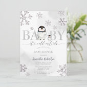 Baby It's Cold Outside Baby Shower Uitnodiging (Staand voorkant)