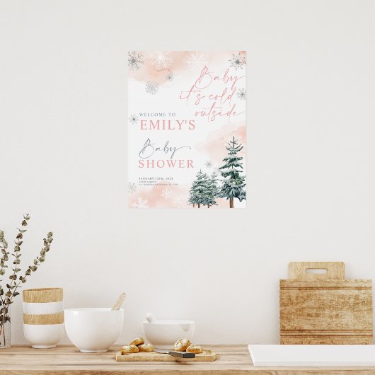 Baby It's Cold Outside, Baby Shower Welkom Poster (Keuken)