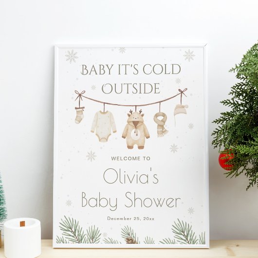 Baby It's Cold Outside Baby Shower Welkom Poster