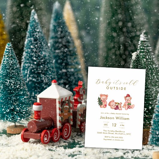 Baby It's Cold Outside Bear Winter Baby Shower Kaart