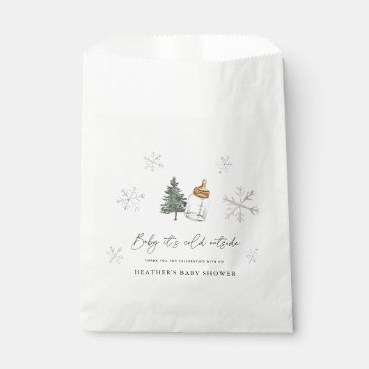 Baby It's Cold Outside Berg Winter Baby Shower Bedankzakje (Voorkant)