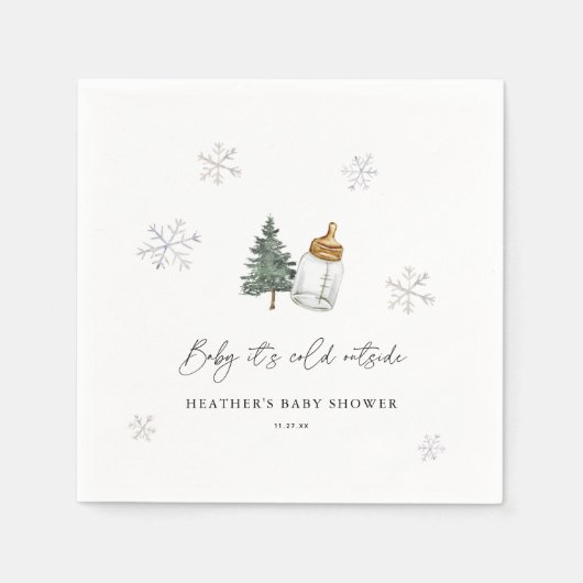 Baby It's Cold Outside Berg Winter Baby Shower Servet (Voorkant)