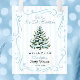Baby It's Cold Outside Blauwe Baby Shower Welkom Poster