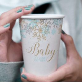 Baby It's Cold Outside Blauwe Sneeuwvlok Baby Show Papieren Bekers