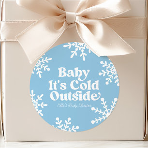 Baby It's Cold Outside Blauwe Sneeuwvlok Baby Show Ronde Sticker