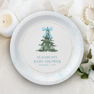 Baby It's Cold Outside Blauwe Strik Baby Shower Papieren Bordje