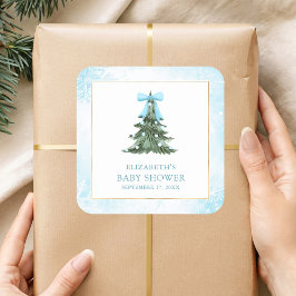 Baby It's Cold Outside Blauwe Strik Baby Shower Vierkante Sticker