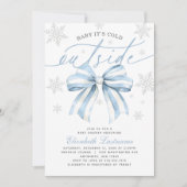 Baby It's Cold Outside Blauwe Strik Winter Babybor Kaart (Voorkant)