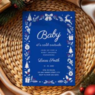 Baby It's Cold Outside blauwe winter baby shower Kaart