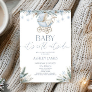 Baby It's Cold Outside Blauwe Winter Baby Shower Kaart