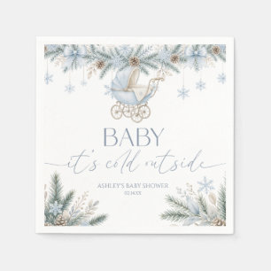 Baby It's Cold Outside Blauwe Winter Baby Shower Servet