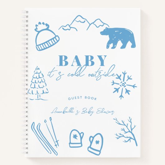 Baby It's Cold Outside Blue Baby Shower Guest Book Notitieboek (Voorkant)
