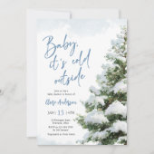 Baby It's Cold Outside Blue Baby Shower Invitation Kaart (Voorkant)