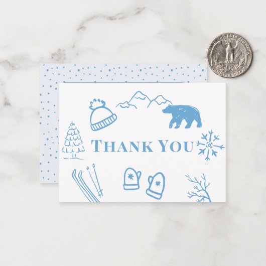 Baby It's Cold Outside Blue Baby Shower Thank You Notitiekaartje (Voorkant / Achterkant in situ)