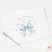 Baby It's Cold Outside Blue Bow Winter Baby Ronde Sticker (Envelop)
