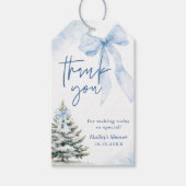 Baby Its Cold Outside Blue Bow Winter Baby Shower Cadeaulabel (Voorkant)