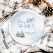 Baby Its Cold Outside, Blue Bow Winter Baby Shower Papieren Bordje