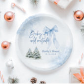 Baby Its Cold Outside, Blue Bow Winter Baby Shower Papieren Bordje