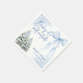 Baby Its Cold Outside, Blue Bow Winter Baby Shower Servet (Hoek)