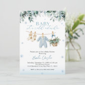 Baby it's Cold Outside Blue Clothes  Baby Shower  Kaart (Staand voorkant)