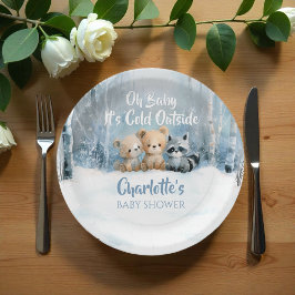 Baby it's cold outside Blue Forest Baby Shower  Papieren Bordje