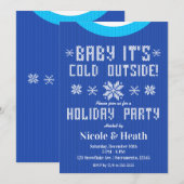 Baby It's Cold Outside Blue Sweater Holiday Party Kaart (Voorkant / Achterkant)