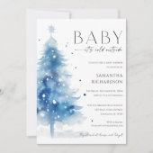 Baby it's cold outside blue white boy baby shower kaart (Voorkant)
