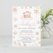 Baby It's Cold Outside Boho Pink girl Baby Shower  Kaart (Staand voorkant)