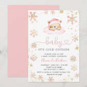 Baby It's Cold Outside Boho Pink girl Baby Shower  Kaart (Voorkant / Achterkant)