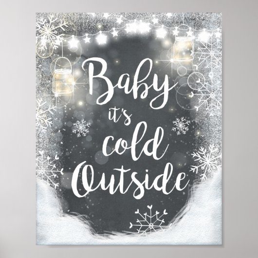 Baby It's Cold Outside Bord Winter Decoratie Rusti (Voorkant)