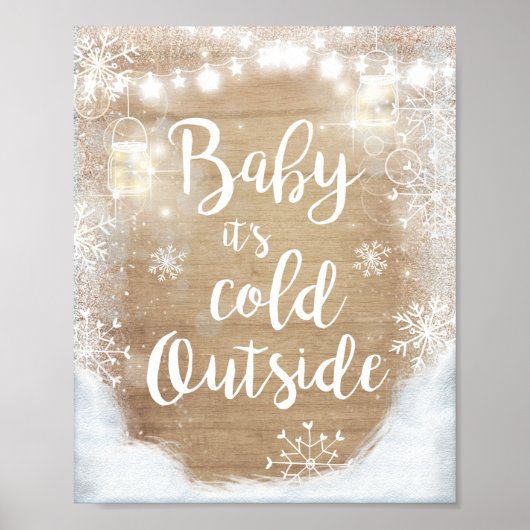 Baby It's Cold Outside Bord Winter Decoratie Rusti (Voorkant)