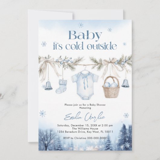 Baby it's Cold Outside Boy Baby Shower Kaart (Voorkant)