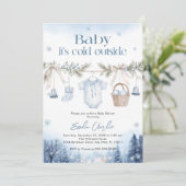 Baby it's Cold Outside Boy Baby Shower Kaart (Staand voorkant)