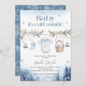 Baby it's Cold Outside Boy Baby Shower Kaart (Voorkant / Achterkant)