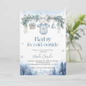 Baby it's Cold Outside Boy clothesline Baby Shower Kaart (Staand voorkant)