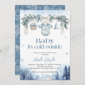 Baby it's Cold Outside Boy clothesline Baby Shower Kaart (Voorkant / Achterkant)