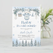 Baby it's Cold Outside Boy clothesline Baby Shower Kaart (Staand voorkant)