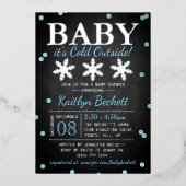 Baby It's Cold Outside Boys Winter Baby Shower Folie Uitnodiging (Voorkant)