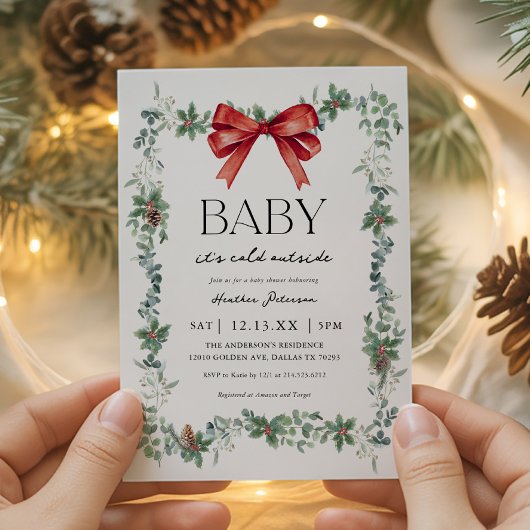Baby It's Cold Outside Christmas Baby Shower Kaart