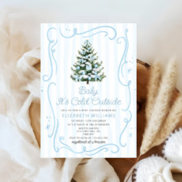 Baby it's Cold Outside Christmas Blue Baby Shower Kaart