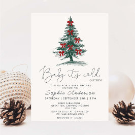 Baby It's Cold Outside Christmas Tree Baby Shower Kaart