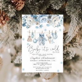 Baby It's Cold Outside Clothesline Baby Shower Kaart