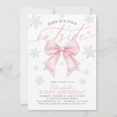 Baby Its Cold Outside Coquette Pink Bow Birthday Kaart (Voorkant)