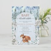 Baby It's Cold Outside Cute Foxes Baby Shower Kaart (Staand voorkant)