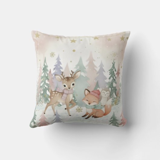 Baby It's Cold Outside Cute Winter Woodland Kussen (Achterkant)