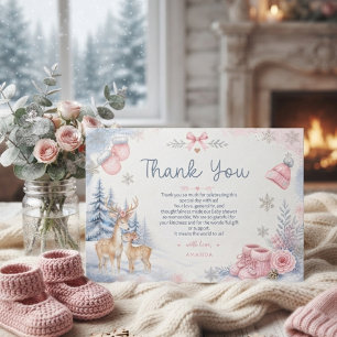Baby It's Cold Outside Deer Woodland Baby Shower Bedankkaart