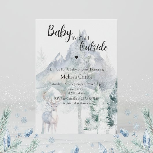 Baby Its Cold Outside Evergreen Winter Baby Shower Kaart